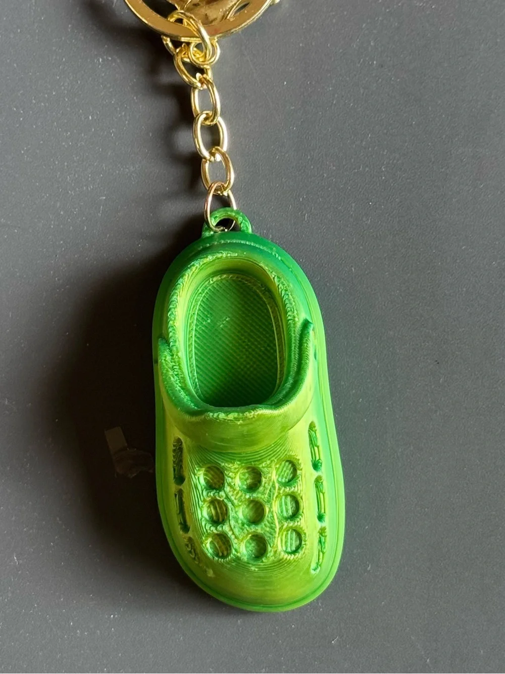 NWT 3D Printed Croc Clog Shoe Keychain Green Gold Silk PLA Bag Charm